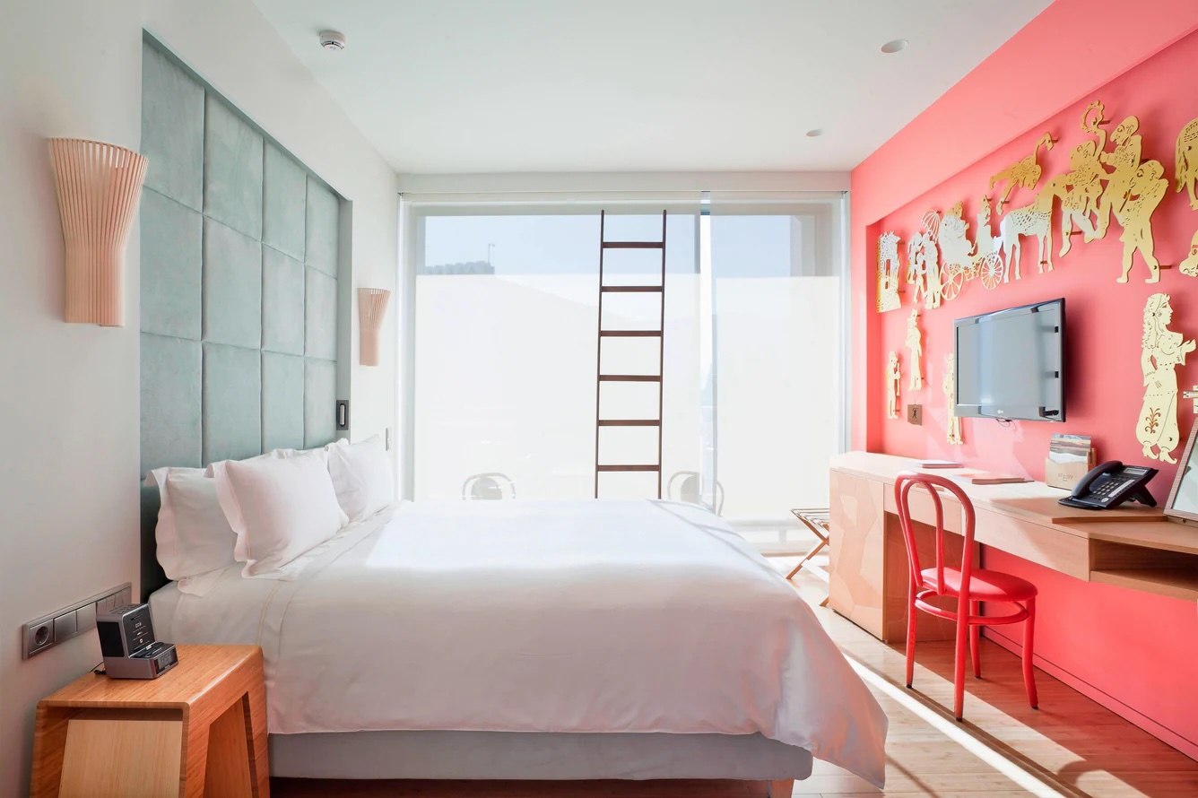 Colorful hotel room at the New Hotel Athens in Greece